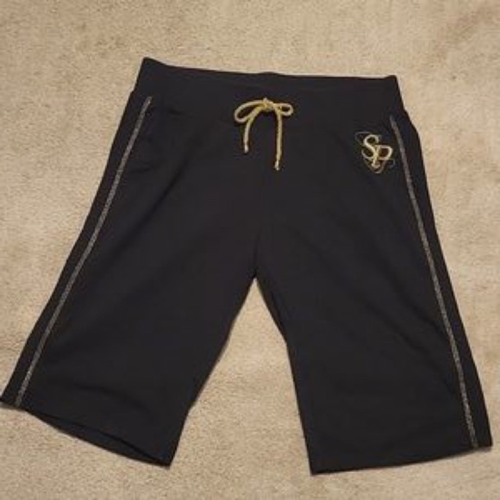 South Pole Black Athletic Shorts with Gold Accents